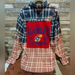 Kansas University Jayhawks Upcycled Flannel Shirt